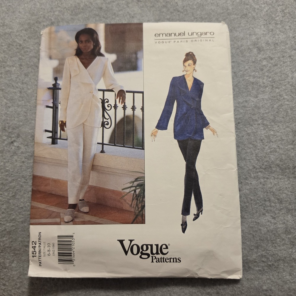 Emanuel Ungaro 1542 Vogue Paris Original Jacket Pants Vintage 1995 Sz. 6-8-10